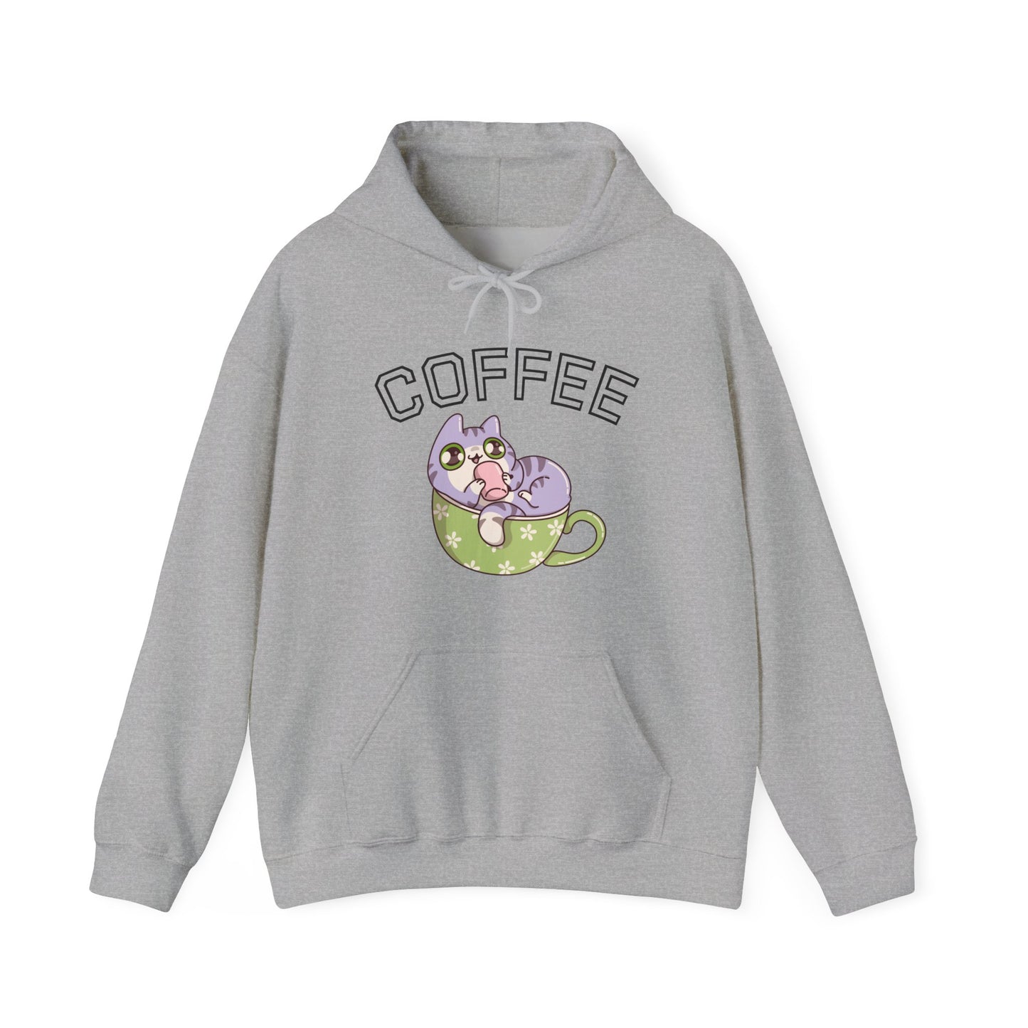 Coffee Cat in a Cup Hoodie – Cute Kitty Coffee Graphic Sweatshirt for Coffee Lovers (USA Only)