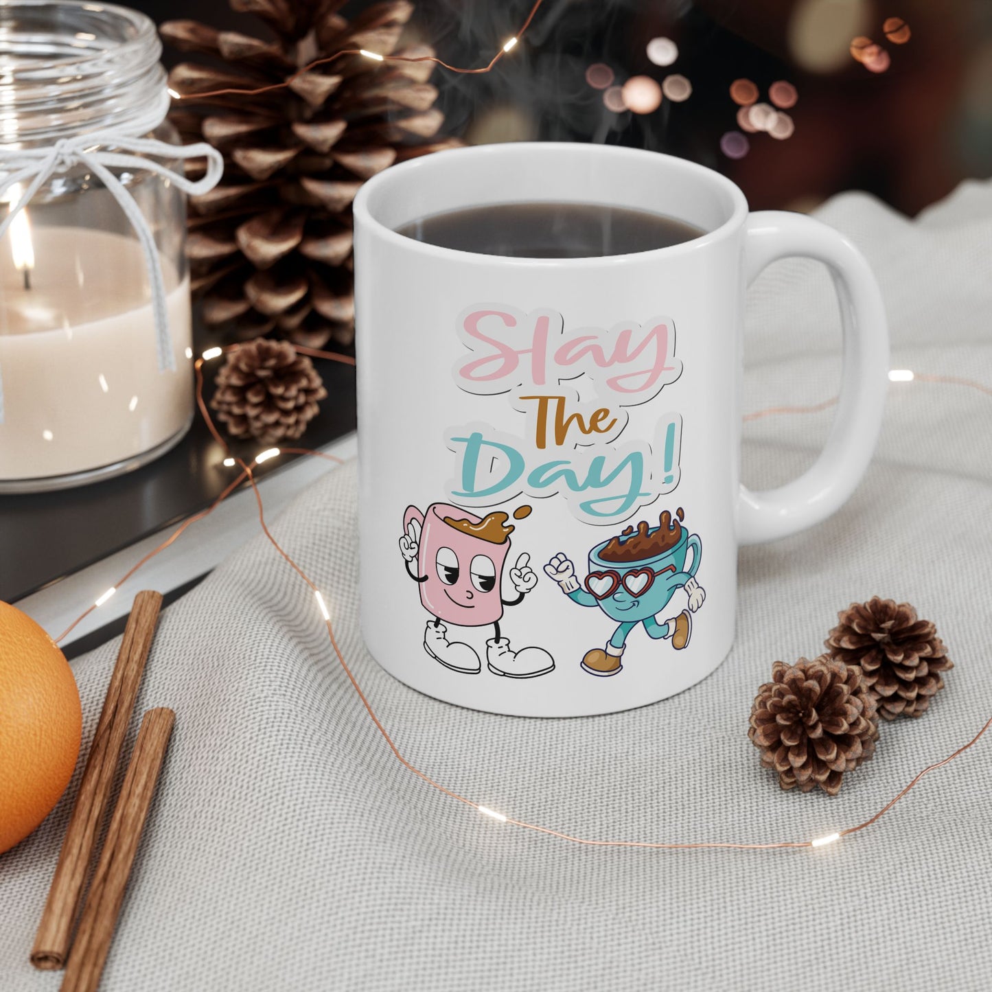 Best White 'Slay the Day' Coffee Mug for Clear-Minded Achievers