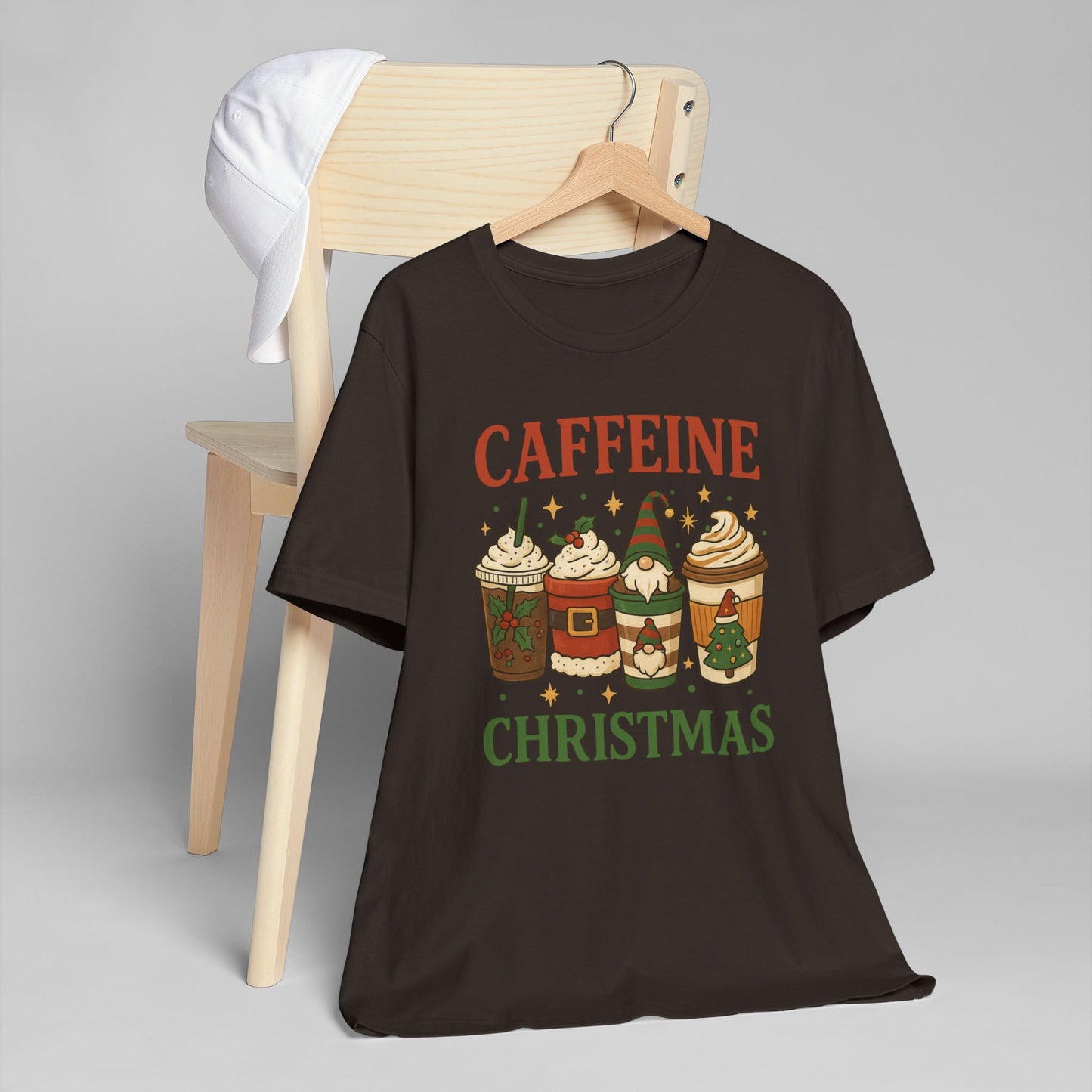 🎄 Caffeine Christmas Unisex T-Shirt USA | Holiday Coffee Tee