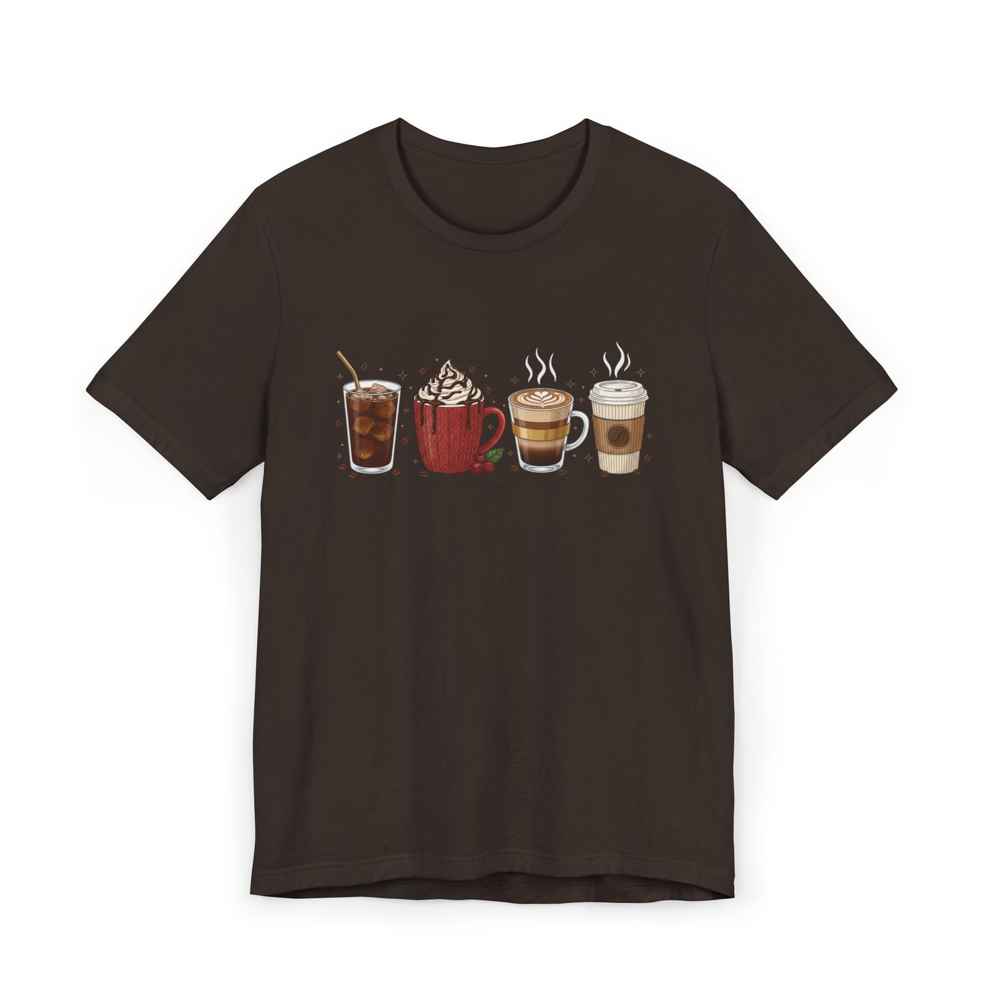 ☕ Holiday Coffee Drinks Unisex T-Shirt USA | Coffee Lovers Tee