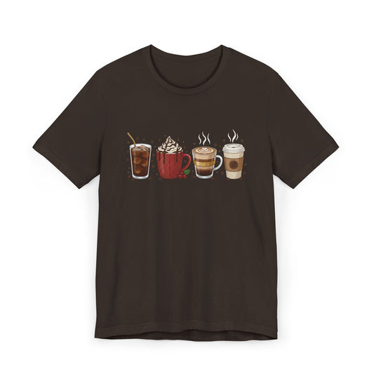 ☕ Holiday Coffee Drinks Unisex T-Shirt USA | Coffee Lovers Tee