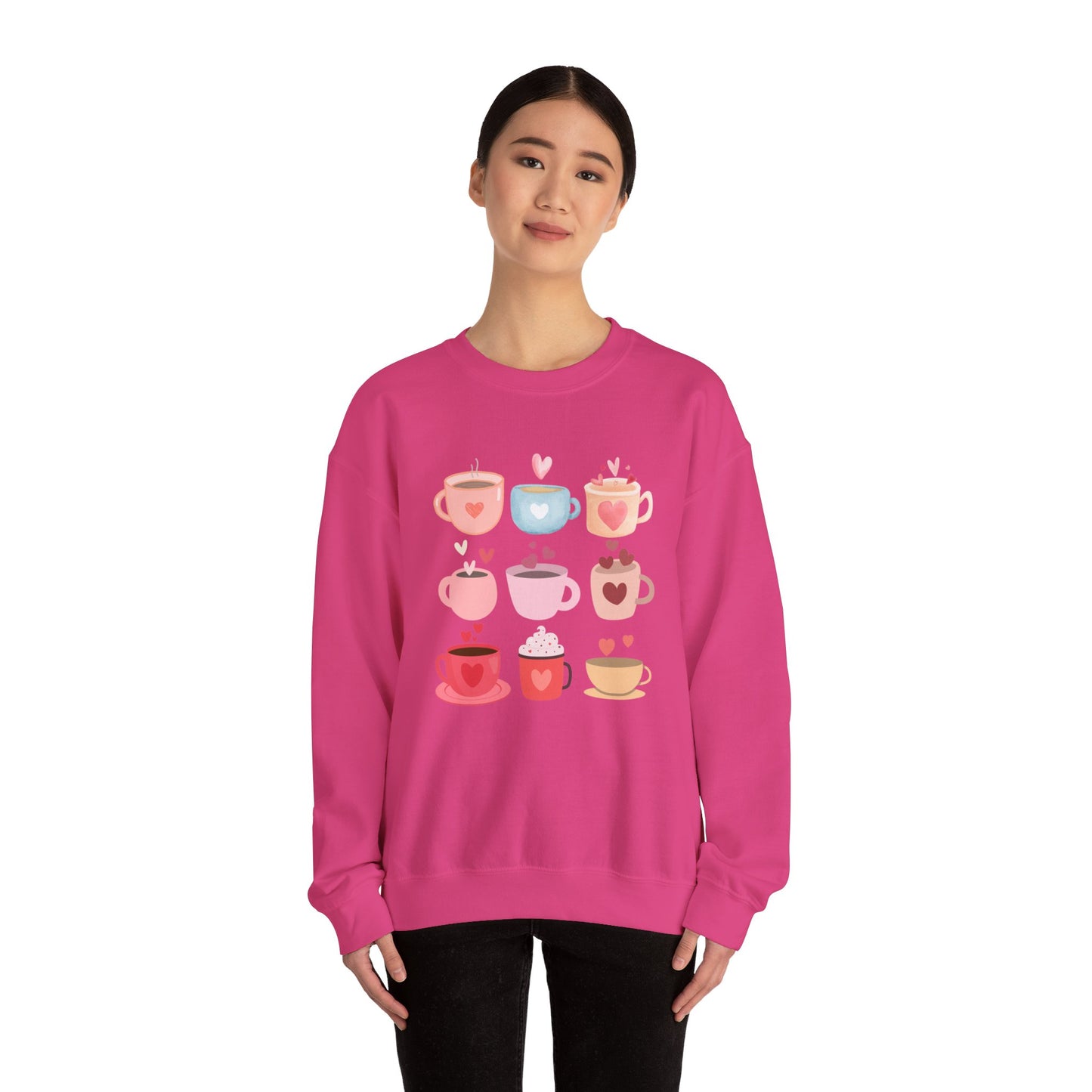 Best Unisex Coffee Sweatshirt "Coffee Mugs Hearts"