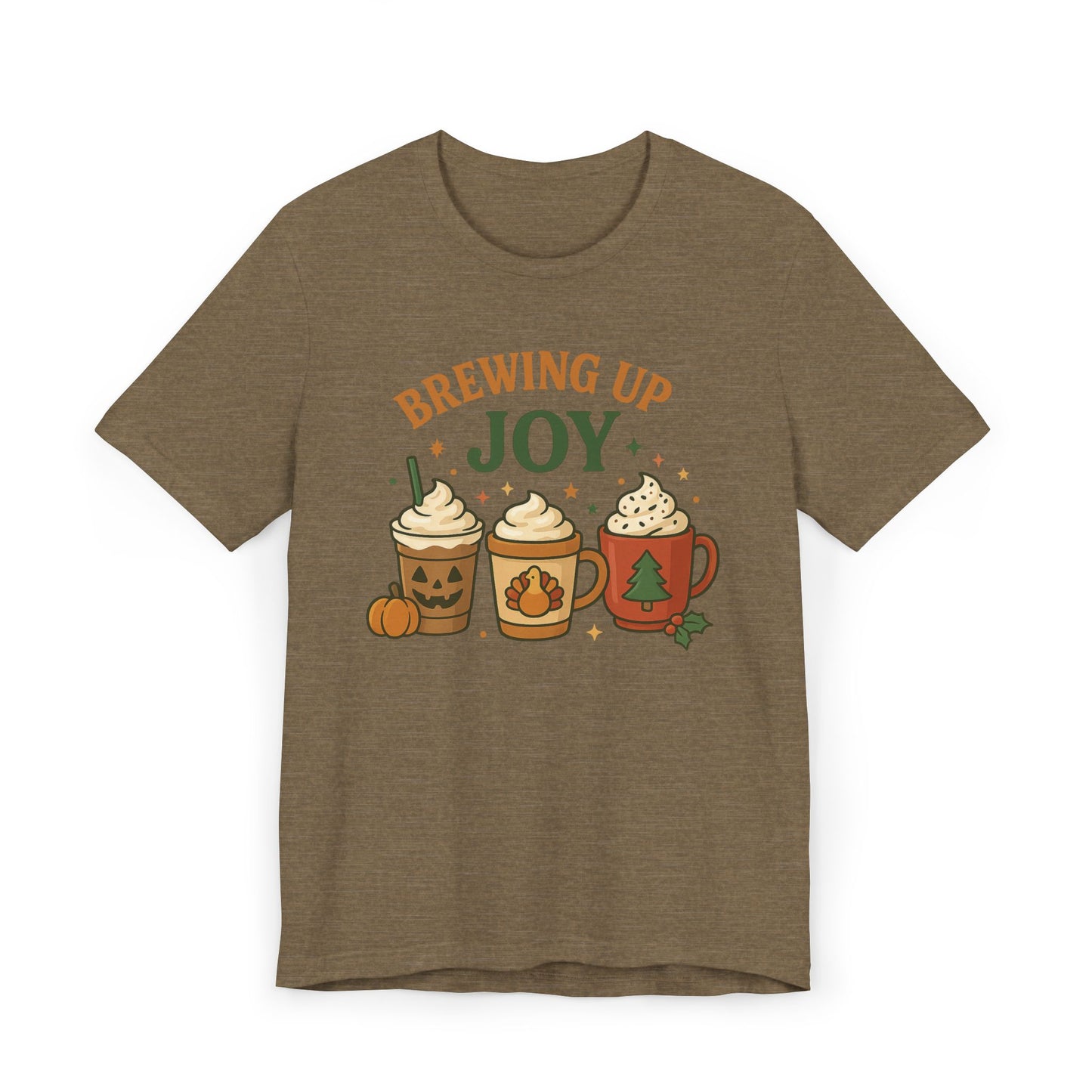 🎃🦃🎄 Brewing Up Joy Unisex T-Shirt USA | Holiday Coffee Tee