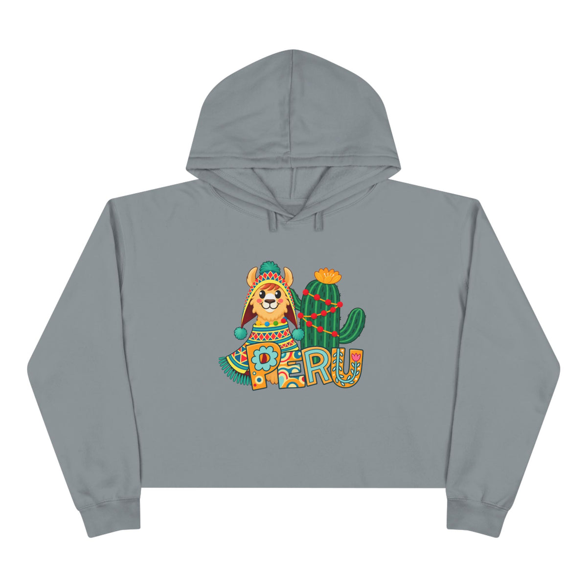 Best Chullo Llama Peru Crop Hoodie - Cute Andean Gift