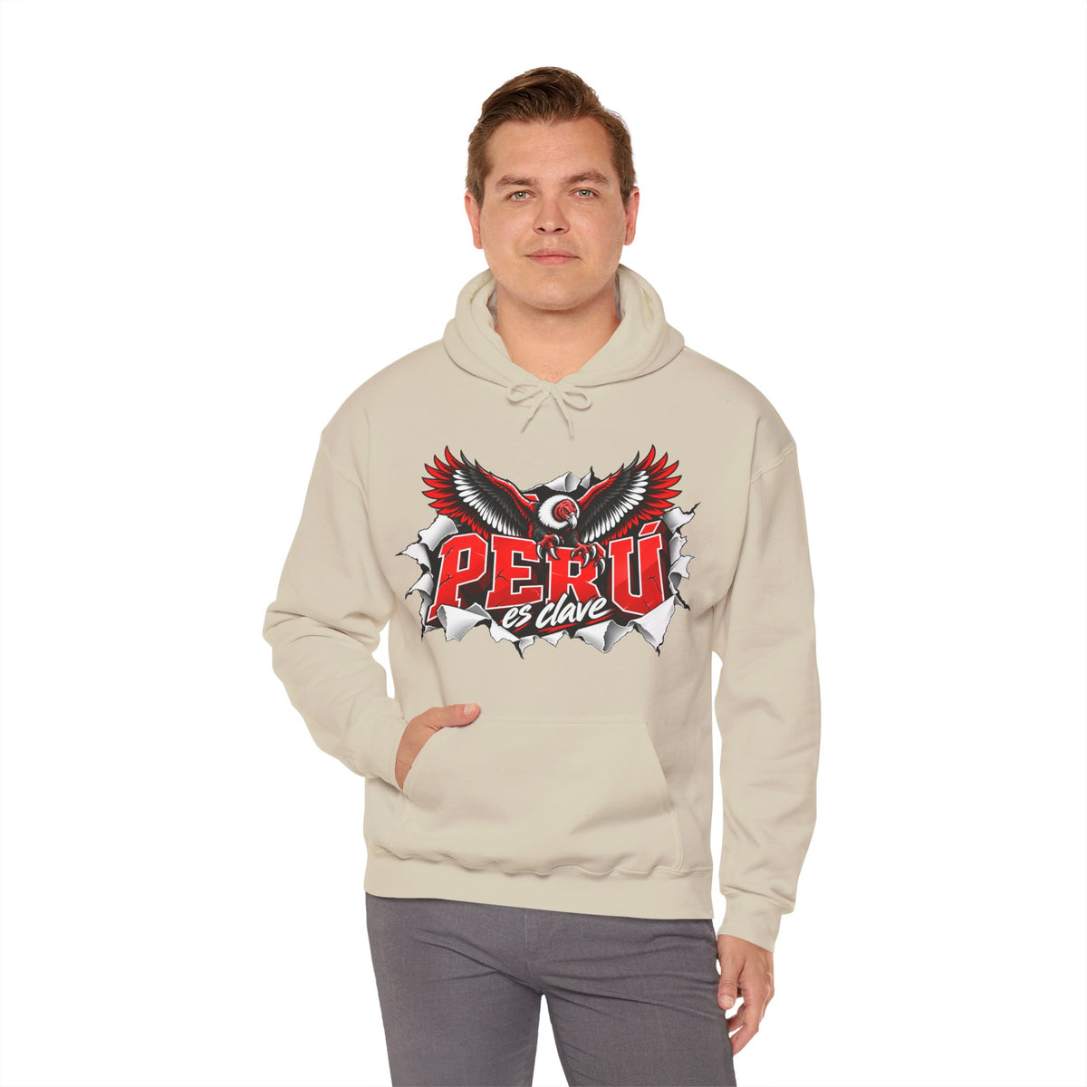 Best Perú es Clave Condor Hoodie - Red & White Peru Gift