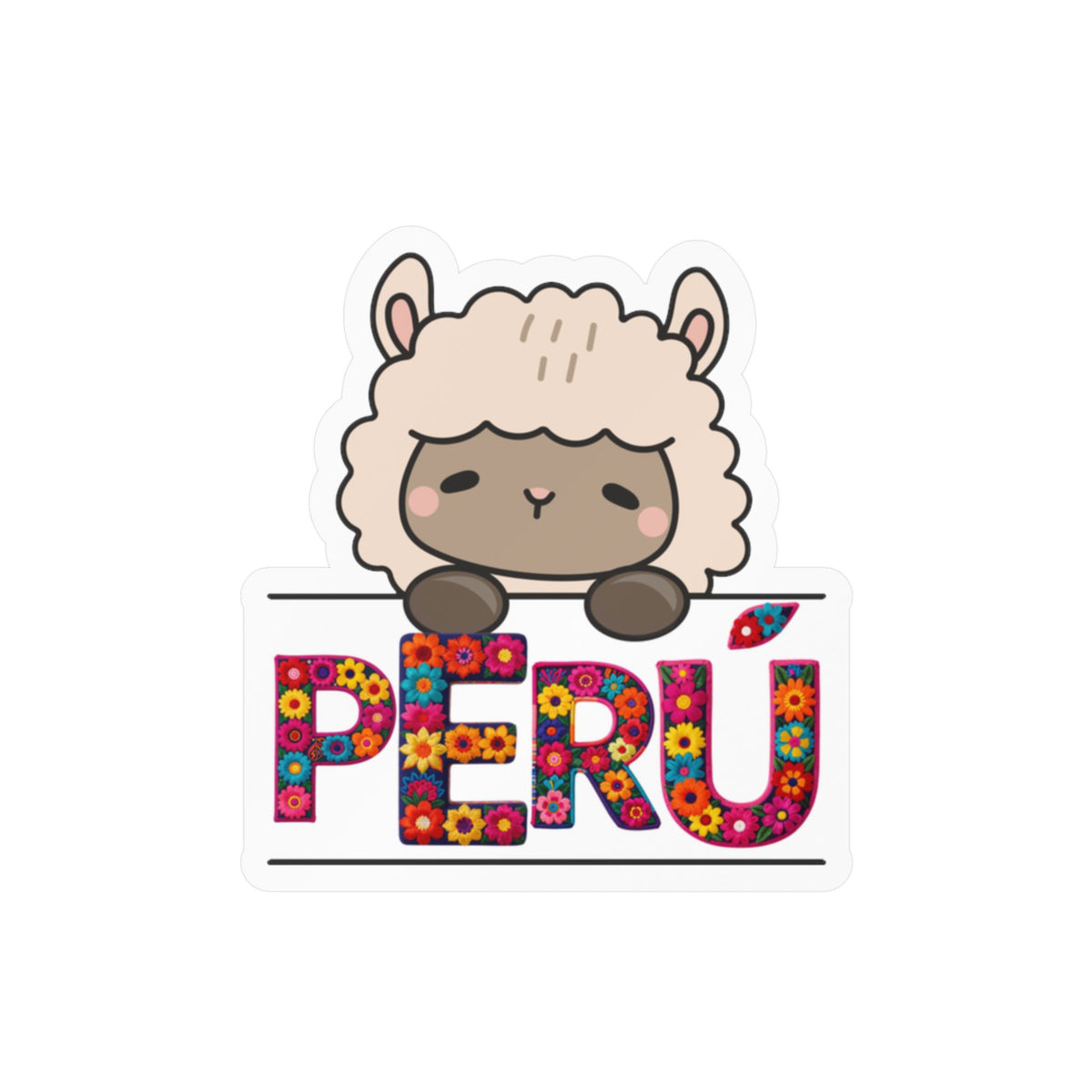 Best Peru Floral Llama Sticker - Vinyl Decal