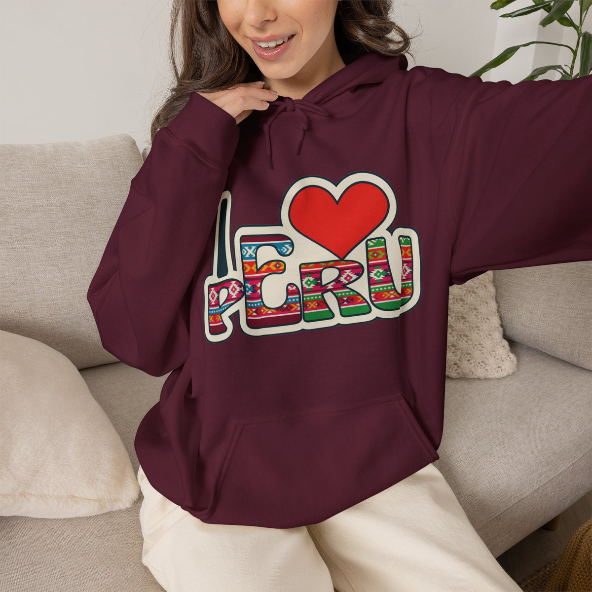 Best I Love Peru Hoodie - Colorful Andean Textile Gift