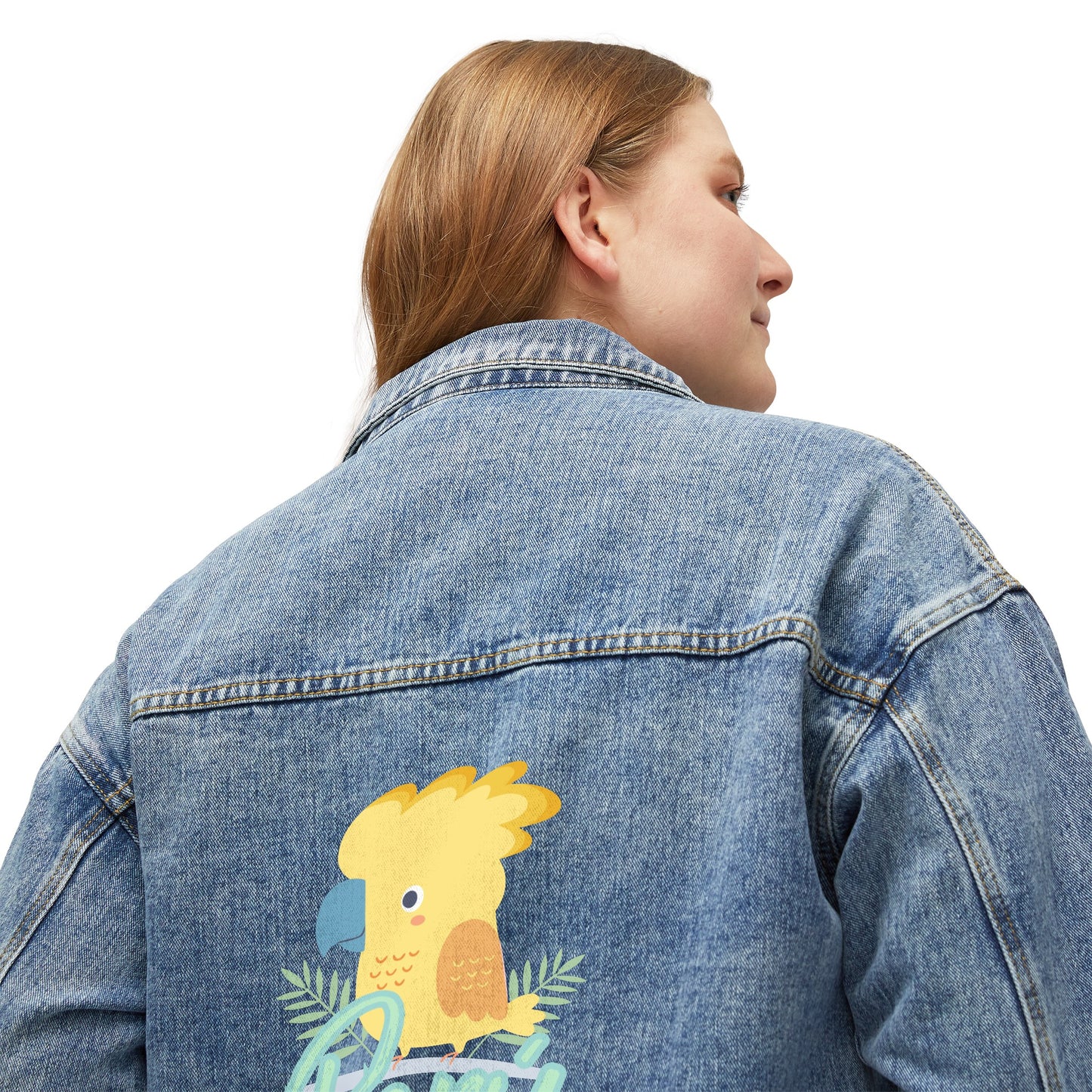 Peruvian Women's Denim Jacket "Gallito de Las Rocas"