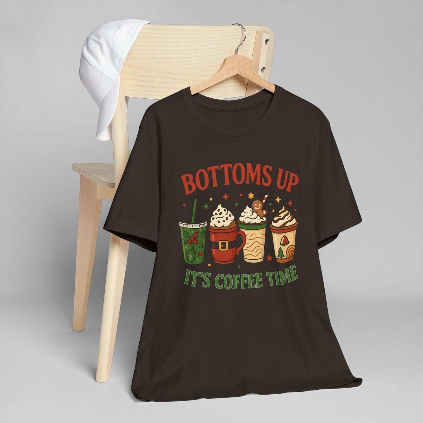 ☕ Bottoms Up It’s Coffee Time Unisex T-Shirt USA | Coffee Lovers Tee